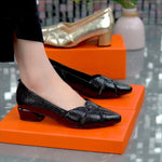 Stylish Chunky-heel Peep-toe Pointed-toe Versatile Low-heeled Womens Shoes