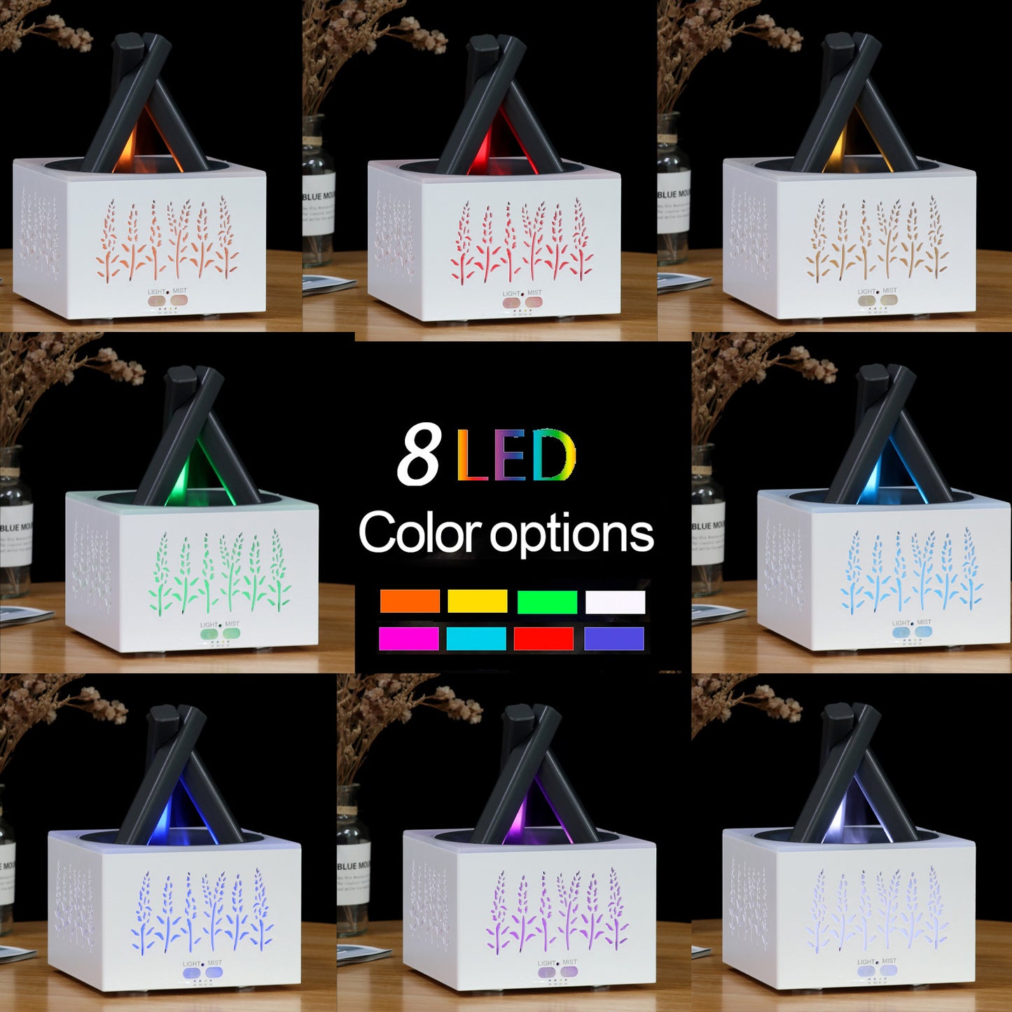 Wheat Ear Hollow-out Scented Diffuser With Colorful Lights For Home And Office