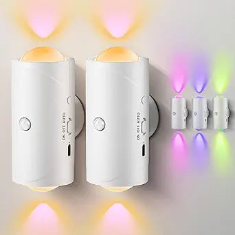 7-Color Rechargeable Motion Sensor LED Night Lights (2-Pack)