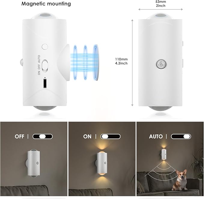 7-Color Rechargeable Motion Sensor LED Night Lights (2-Pack)