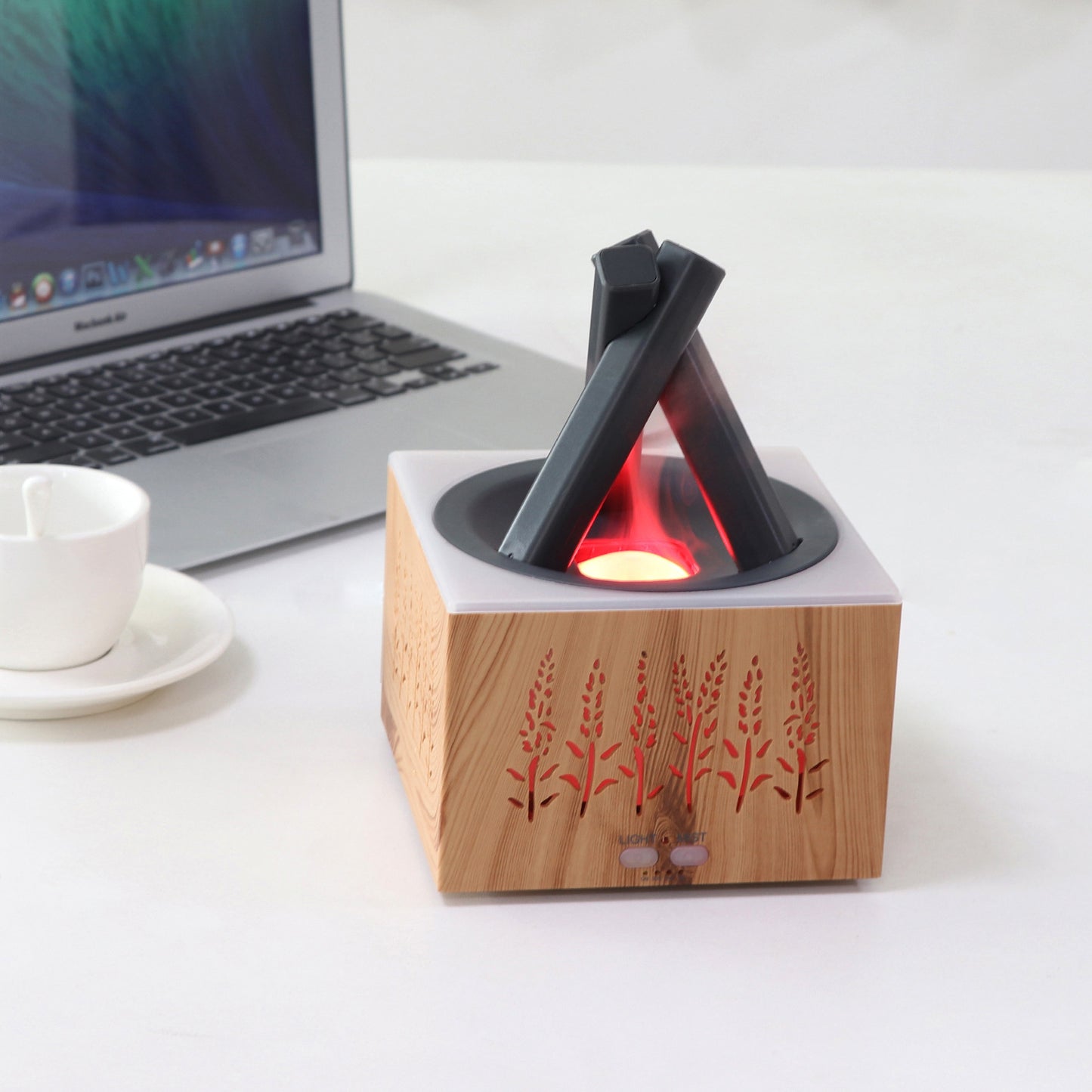Wheat Ear Hollow-out Scented Diffuser With Colorful Lights For Home And Office